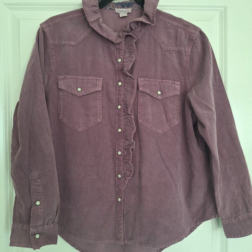Sundance Purple Velvet Button Down Shirt Top Size P/S